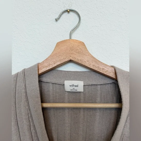 Aritzia Wilfred Cardigan XS Wool Blend Gray Beige - Picture 6 of 9